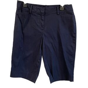 Talbots Perfect Short Bermuda Navy Blue Cotton Blend Size 6 Preppy Minimalist